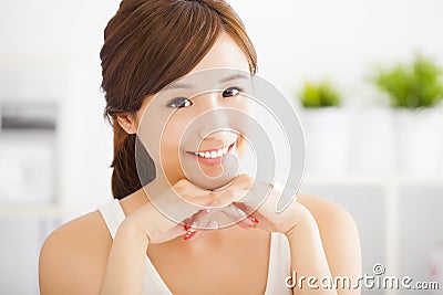 Beautiful and smiling asian young woman Stock Photo