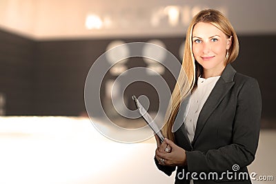 The Beautiful smiling business woman portrait. Smiling female receptionist Stock Photo