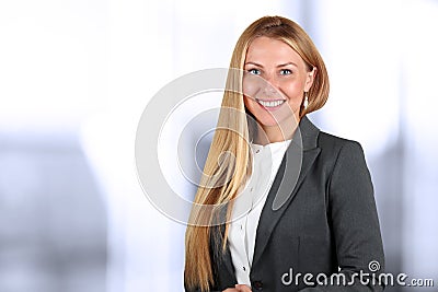 Beautiful smiling businesswoman portrait. Isolated on a white Stock Photo