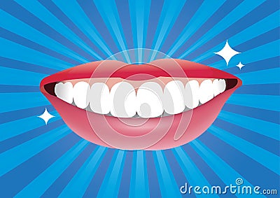 Beautiful smiling mouth with good healthy Vector Illustration