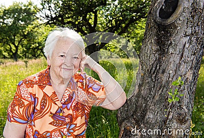 Beautiful smiling old woman Stock Photo