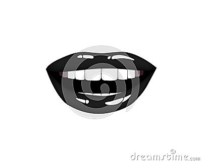 Beautiful smiling woman black lips. Kiss Me. Vector illustration Eps 10 Vector Illustration