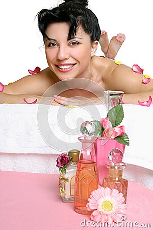 Beautiful smiling woman relaxing at spa Stock Photo