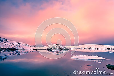 Beautiful snow-capped mountains in Antarctica Stock Photo