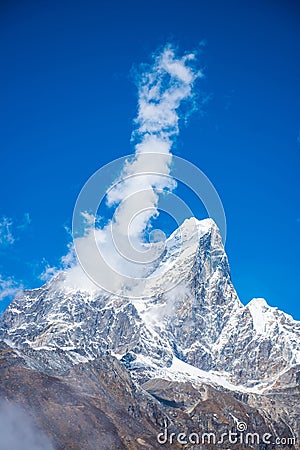 Beautiful snow mountain views on route to Everest Base Camp Stock Photo