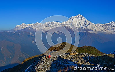 Beautiful snow peaks of Annapurna Range Editorial Stock Photo