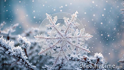 Beautiful snowflake macro photography detail Stock Photo