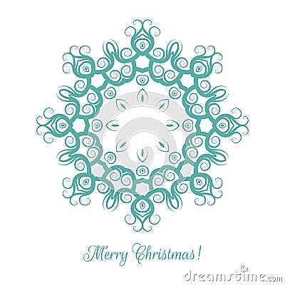 Beautiful snowflake pattern. Decorative ornament for Christmas card. Mandala. Vector illustration. Vector Illustration