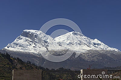 The beautiful snowy Huascaran located in the province of Yungay, Ancash - Peru. Stock Photo