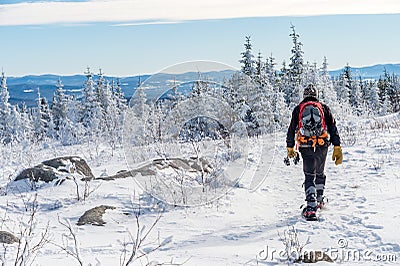 Beautiful snowy landscape in Quebec, Canada Stock Photo