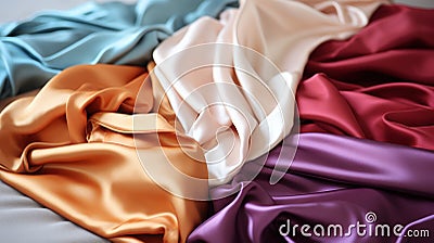 Beautiful soft satin as background, closeup. Luxury fabric Stock Photo