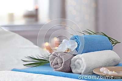 Beautiful spa composition on massage table Stock Photo