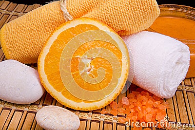 Beautiful spa composition in orange colors Stock Photo