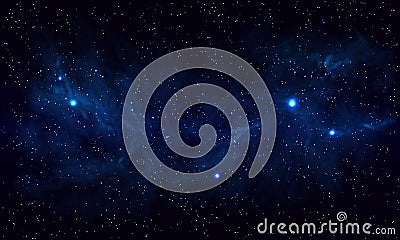 Beautiful space with blue nebula, realistic vector - EPS 10 Vector Illustration