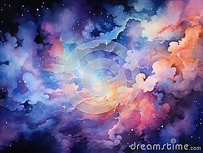 A beautiful space digital watercolors artwork Stock Photo