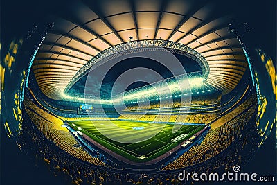 Beautiful spectacular impressive picturesque panoramic veiw of Metalist stadium. Generative AI Stock Photo