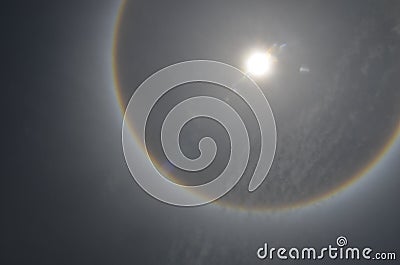 Beautiful spectrum ring of sun halo Stock Photo
