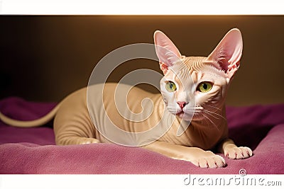 A beautiful Sphynx cat. The Enigmatic Elegance. Exploring the World of Sphynx Cats. Generative AI Stock Photo