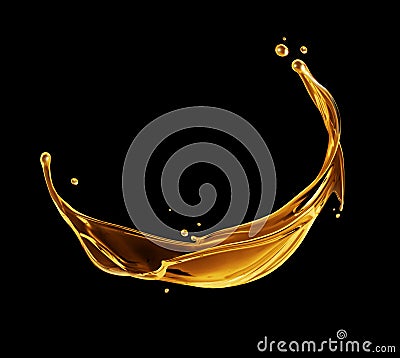 Beautiful splashes of olive oil or machine oil on a black background Stock Photo