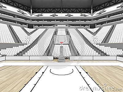 Beautiful sports arena for basketball with white seats Stock Photo