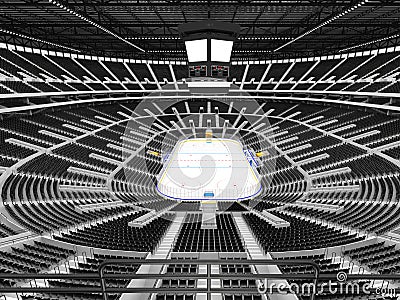 Beautiful sports arena for ice hockey with black seats and VIP boxes Stock Photo