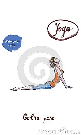 Beautiful sporty fit yogini woman practices yoga asana bhujangasana - cobra pose Stock Photo