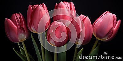 Beautiful spring flowers, pink tulips with copy space Stock Photo