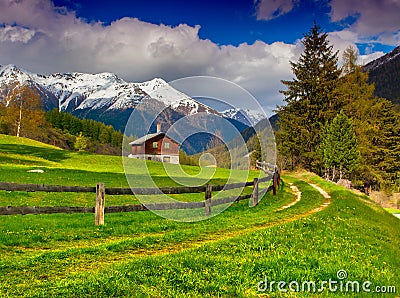 Beautiful spring landscape in the Swiss Alps. Stock Photo