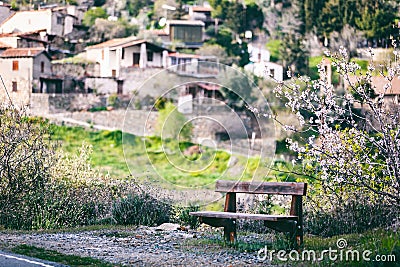 Beautiful spring landscape, a village in the mountains of Cyprus Stock Photo