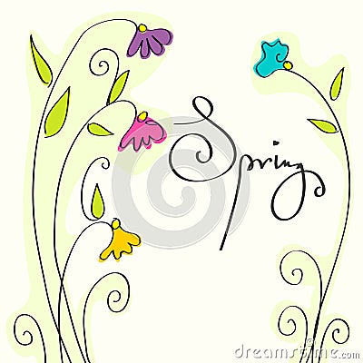 Beautiful spring text Vector Illustration