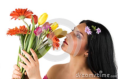 Beautiful spring woman Stock Photo