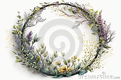 Spring wreath sublimation PNG: Isolated on White Background Stock Photo
