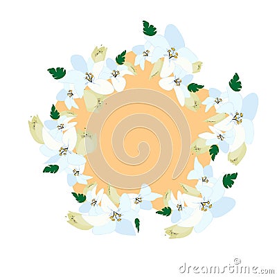 beautiful spring wreath of lily flowers Vector Illustration