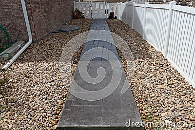 Stunning stamped and colored concrete walkway ready for use Stock Photo