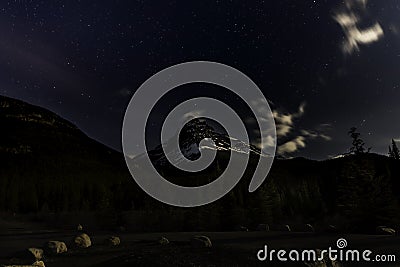 Beautiful star filled sky above Rocky Mountains Stock Photo