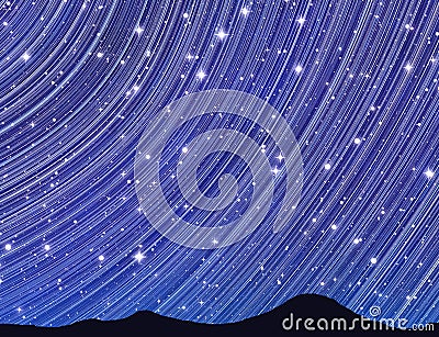 Beautiful stars trail during at night Stock Photo