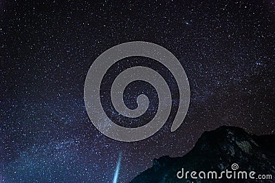 Beautiful starscape over mountain Stock Photo