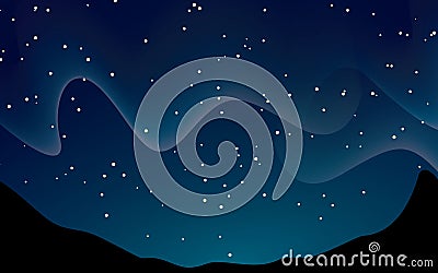 Beautiful stary night landscape vector illustration Vector Illustration