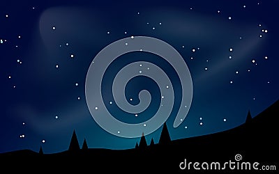 Beautiful stary night landscape vector illustration Vector Illustration