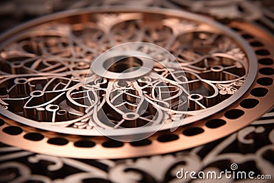 A beautiful steel product with holes made on a CNC machine. Close-up Stock Photo