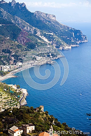 Beautiful steep village of the Costiera Amalfitana Stock Photo