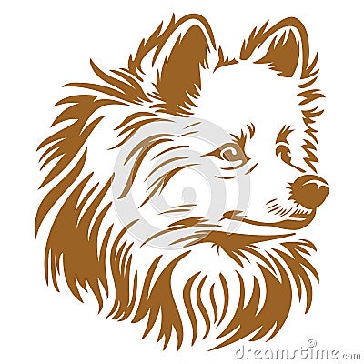 American Eskimo Dog Face Printable Vector Stencil Vector Illustration