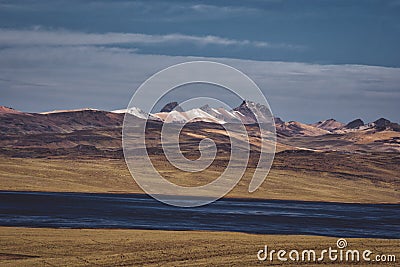 Beautiful steppe and distant mountains Stock Photo