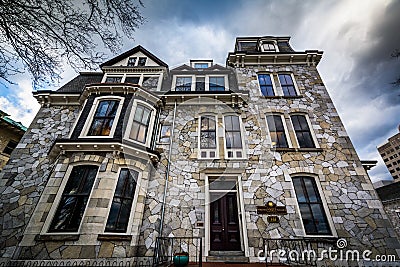 Beautiful stone house on Front Street, in downtown Harrisburg, P Stock Photo