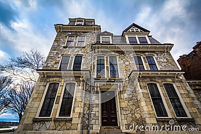 Beautiful stone house on Front Street, in downtown Harrisburg, P Stock Photo