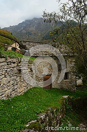 Beautiful stone work on the italian building pretty rock walls Stock Photo