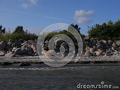 A beautiful stony coast in Denmark Stock Photo