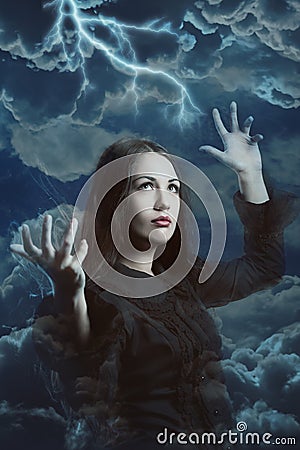 Beautiful storm witch Stock Photo