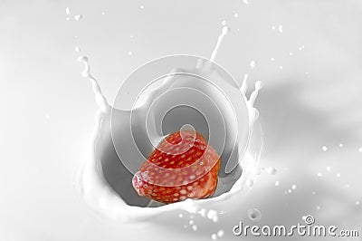 Beautiful strawberry splash Stock Photo