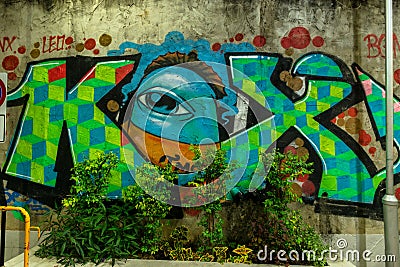 Beautiful street art. fragment of graffiti Editorial Stock Photo